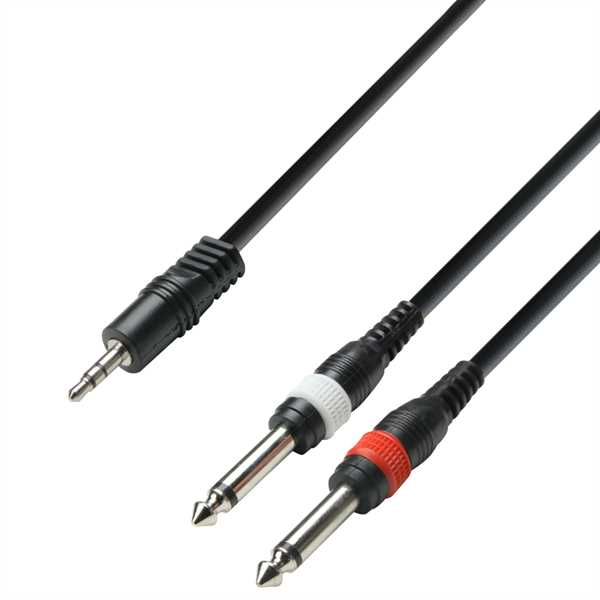 ah Cables - 1m Y-Kabel 2x Klinke - 1x Miniklinke