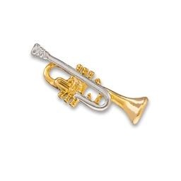 Anstecker Trompete vergoldet/rhodiniert