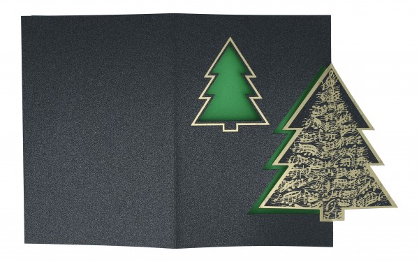 Karte Weihnachten mit goldfarbener Prägung, grün-gold