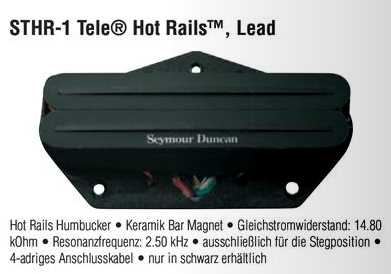 Seymour Duncan STHR-1B Hot Rails Lead für Tele, Humbucker, schwarz
